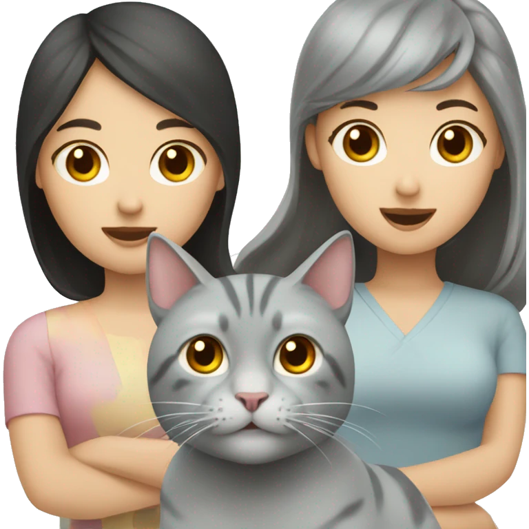 2 Gray cats and an Asian girl emoji