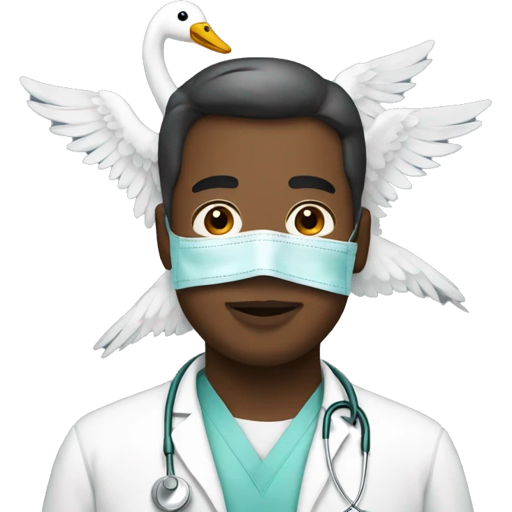a surgeon with white wings from a swan emoji