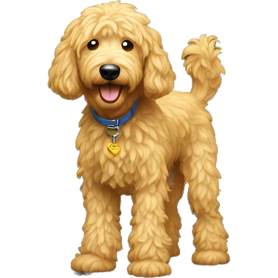 Golden doodle urinating on a tree emoji