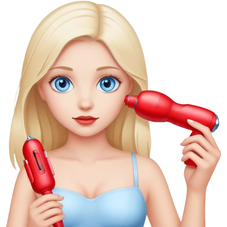 Blue-eyed Girl with red vibrator emoji