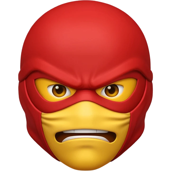 angry ninja face emoji with red ninja mask, no visible skin, classic emoji yellow face emoji