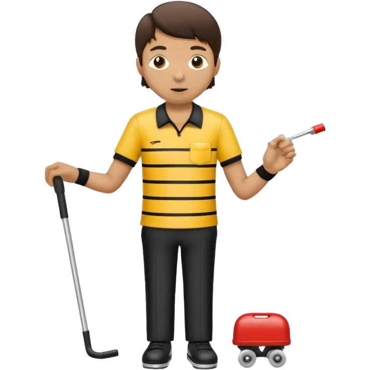 Blind referee skating with a blind person’s cane emoji