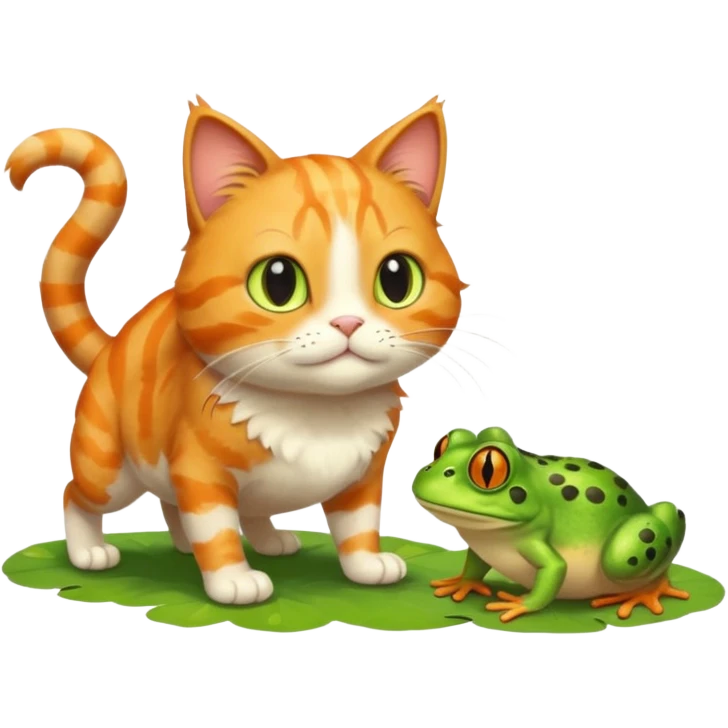 a cat walking a frog emoji