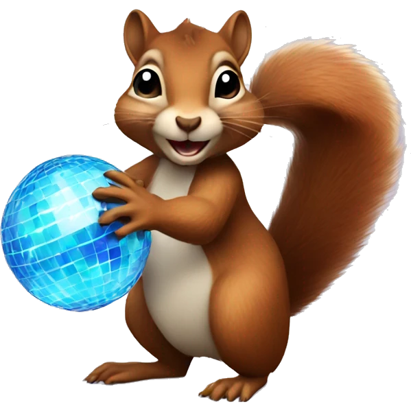 A squirrel holding a disco ball emoji