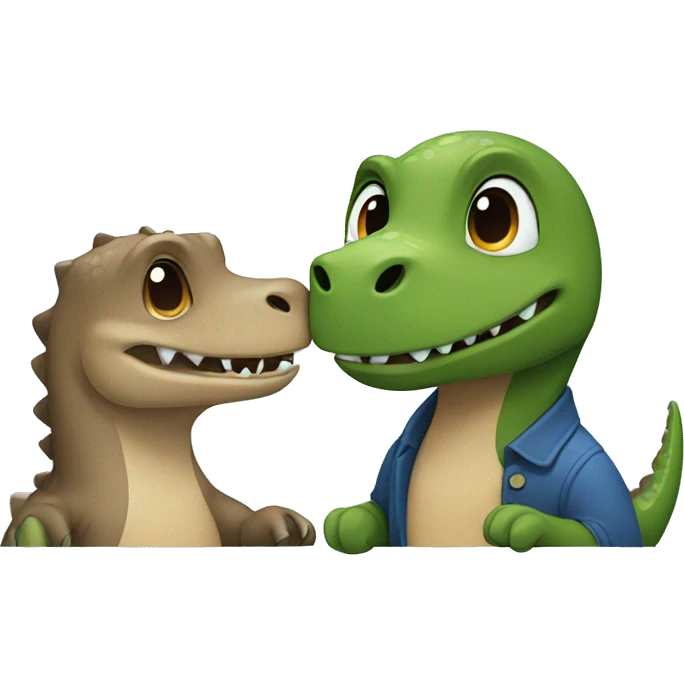 Dinosaur with otter being a couple tohether  emoji