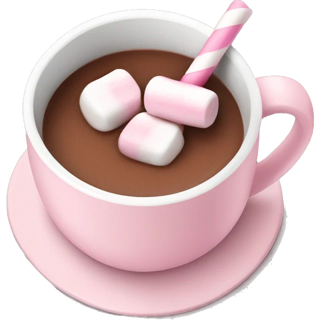 Light Pink mug of hot chocolate with marshmallows  emoji