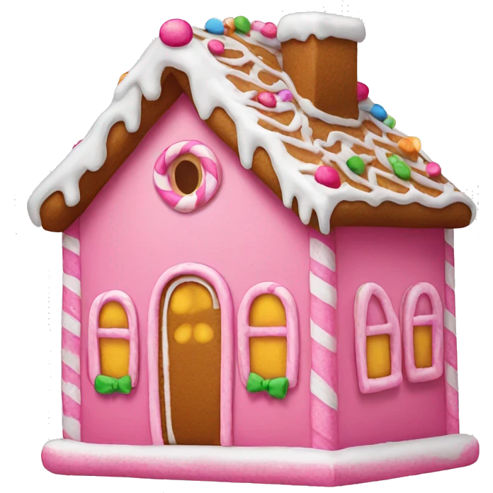 A pink gingerbread house emoji