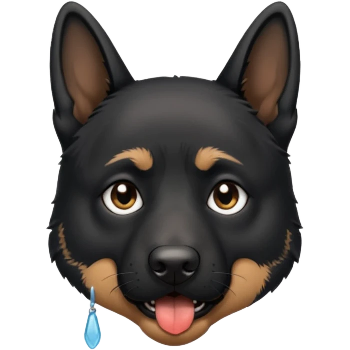 black german shepherd face crying with RIP written above emoji