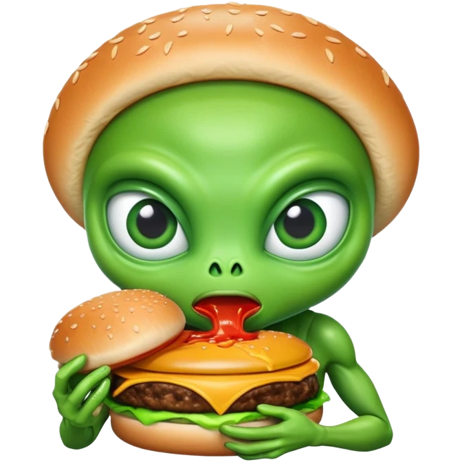 Alien eating burger emoji