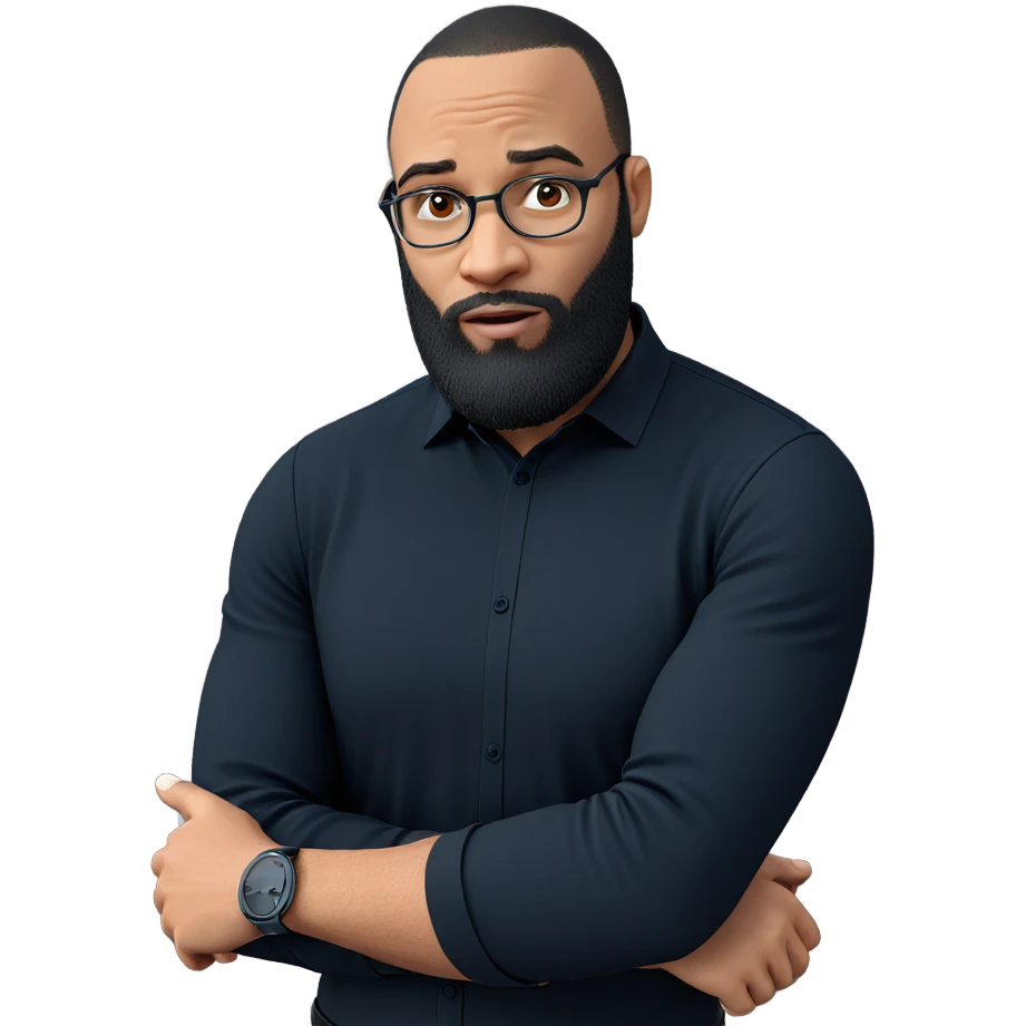 thoughtful guy in black shirt emoji