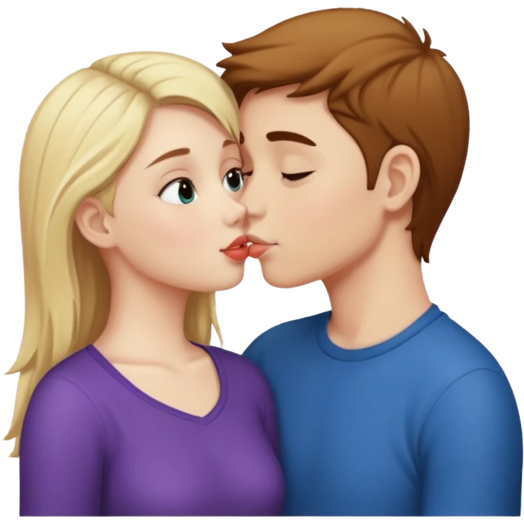 A cute girl kiss a boy  emoji