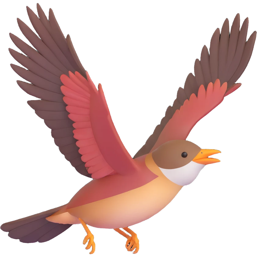 Cetti's warbler bird flying with wings spread emoji