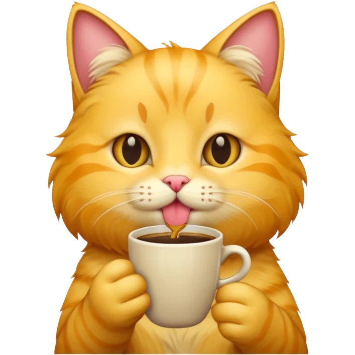 Yellow cat licking coffee  emoji