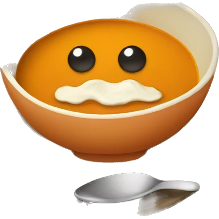 pumpkin soup with beige plate and spoon emoji