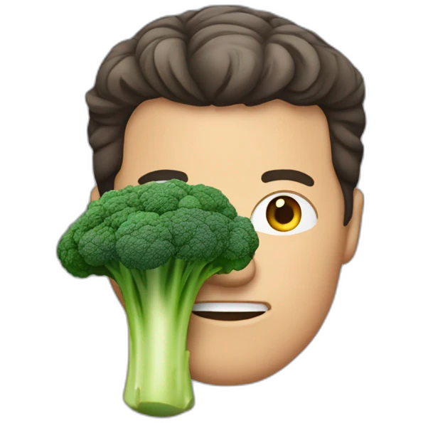 mark whalberg with a broccoli instead of his head emoji