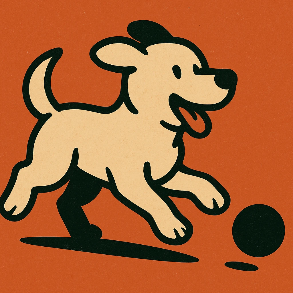 happy dog running after ball emoji