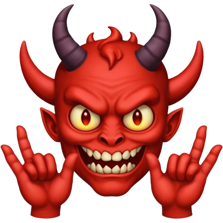 A demon with 2 hands one hand has a 9 on top and the other hand has a 9 on top  emoji