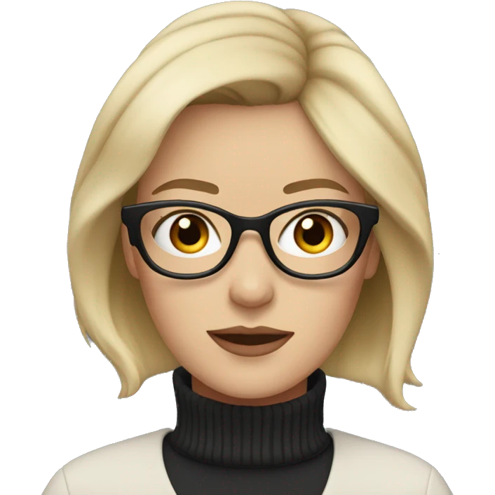 white woman in glasses and black turtleneck emoji