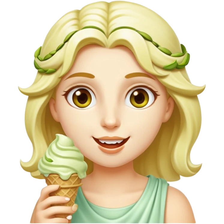 happy Athena eating pistachio ice cream emoji