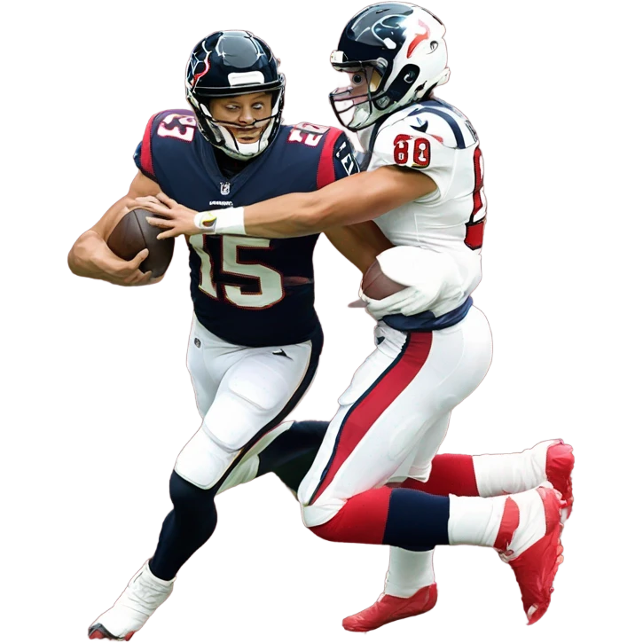 Patrick Mahomes being sacked by a Houston Texans player emoji