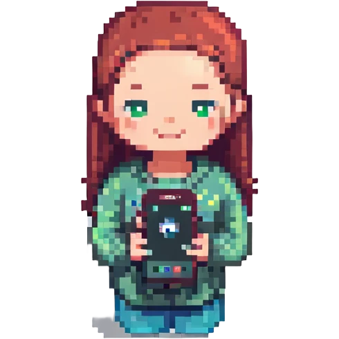 a girl holding a smartphone emoji
