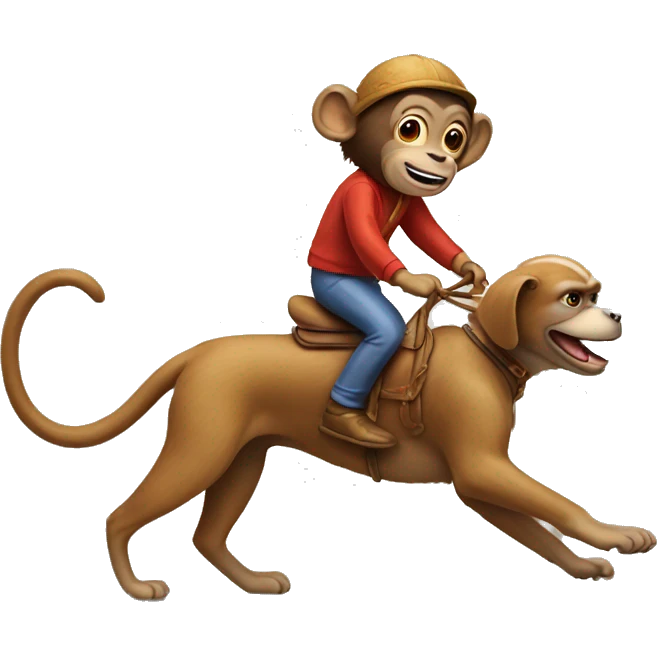 Monkey riding dog emoji
