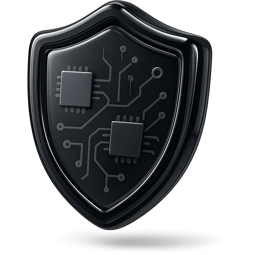 black shield, glossy and modern, minimal details emoji