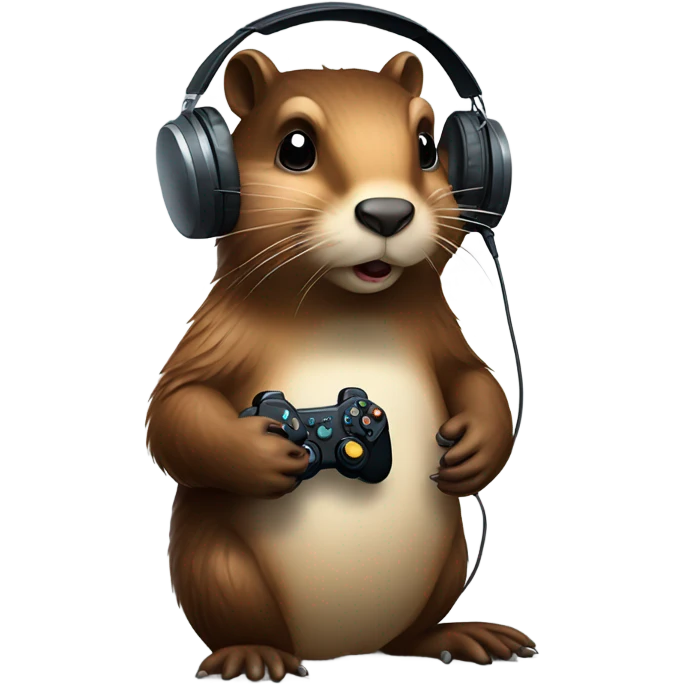 Beaver playing video games emoji