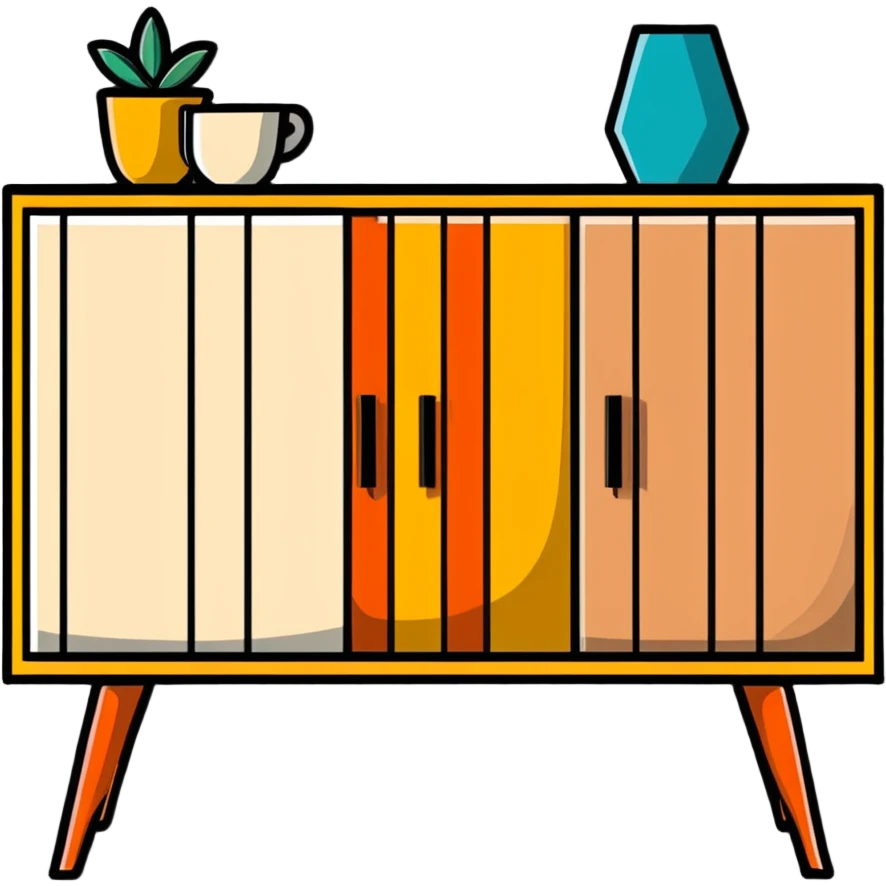 Mid century sideboard with geometric pattern emoji