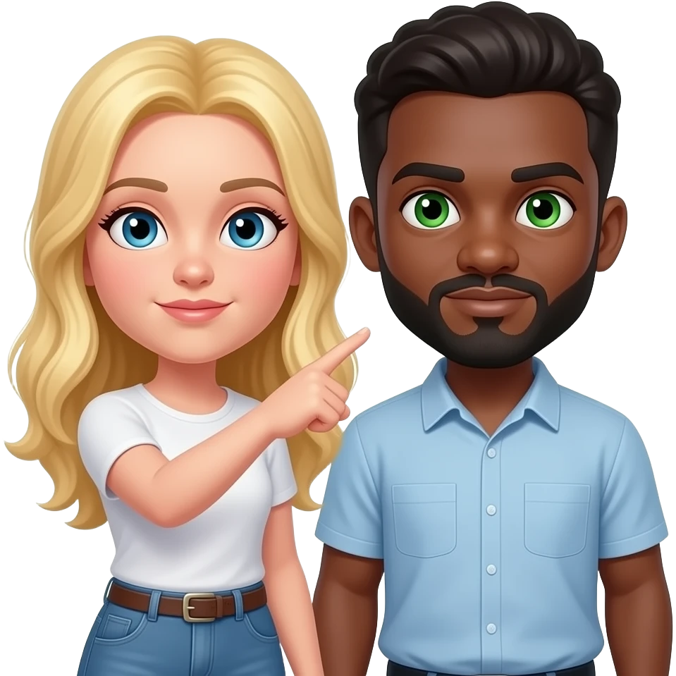 White girl blonde long hair flipping off black guy green eyes emoji