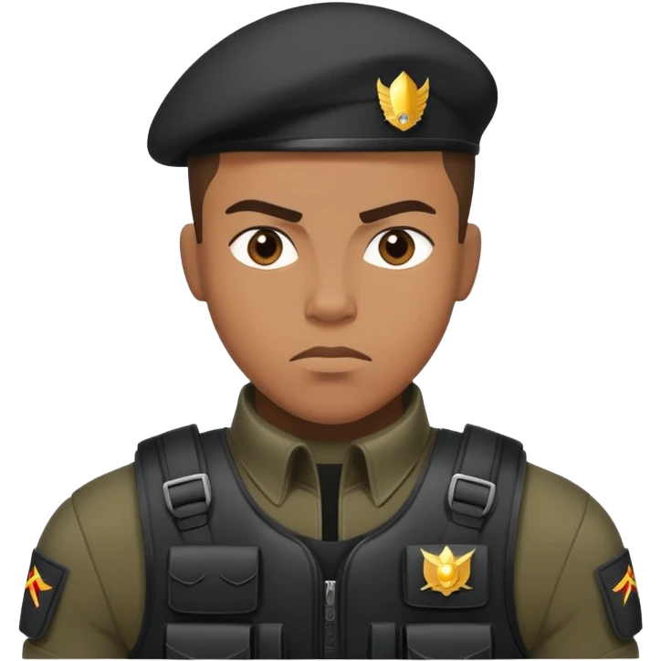 black soldier in black bulletproof vest emoji