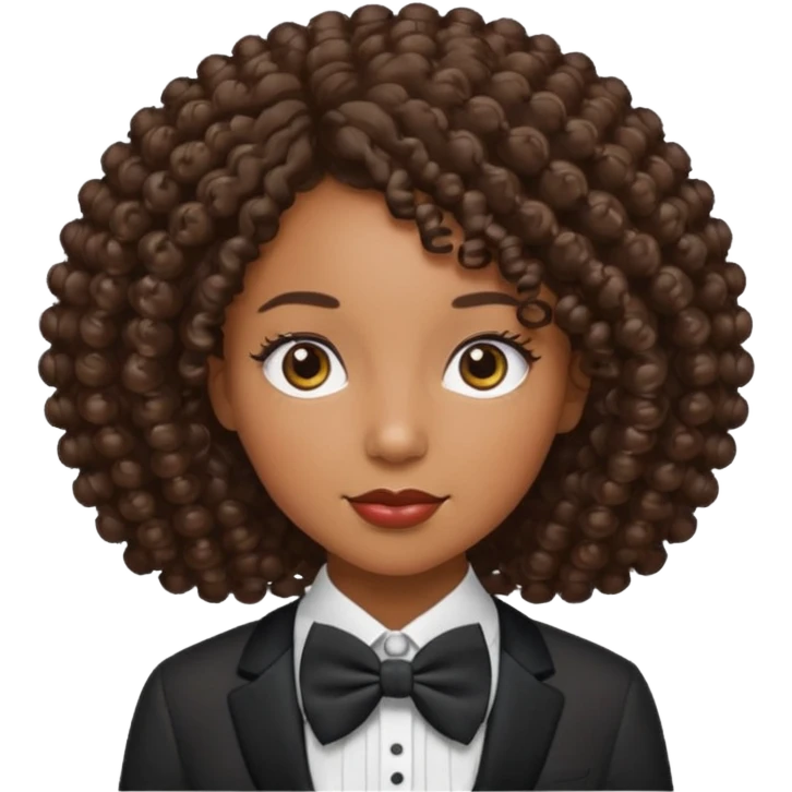 Curly-haired black woman wearing bow ties emoji
