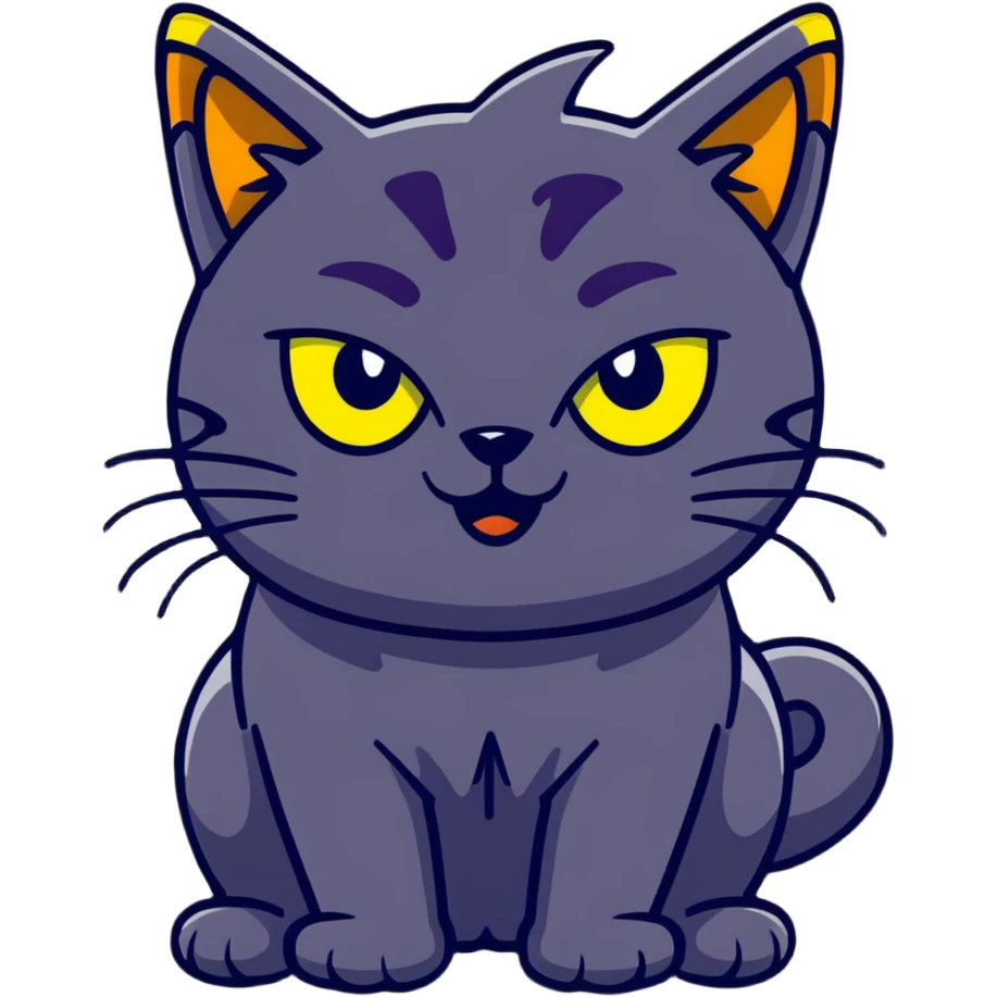 halloween cat with glowing yellow eyes and raised fur emoji