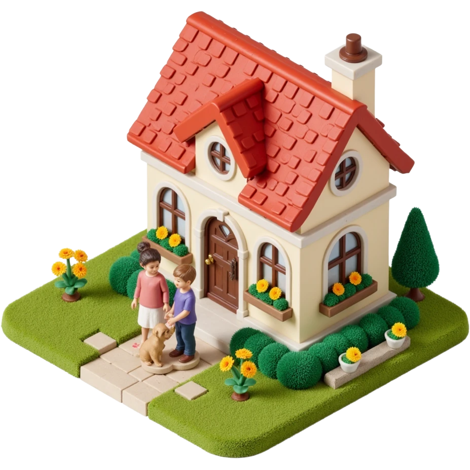 palace house with a family and pet emoji