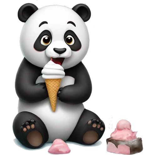 Panda eating ice cream emoji