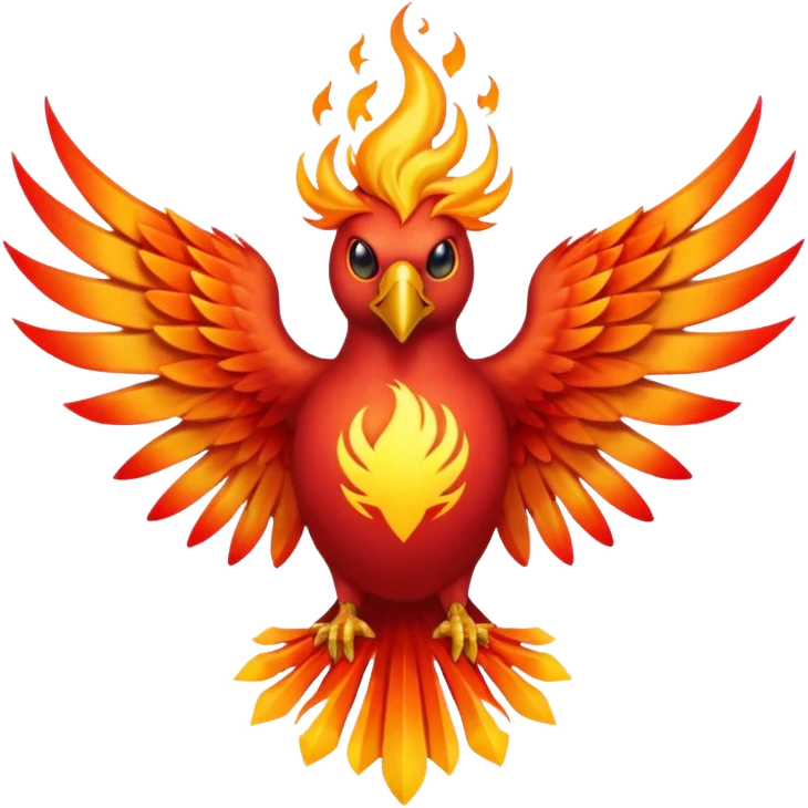 Phoenix force from marvel in a shape of flame bird face to screen with spread wings emoji