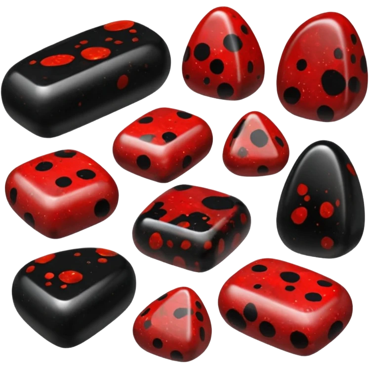  Tumbled glossy shiny black and red Bloodstone emoji