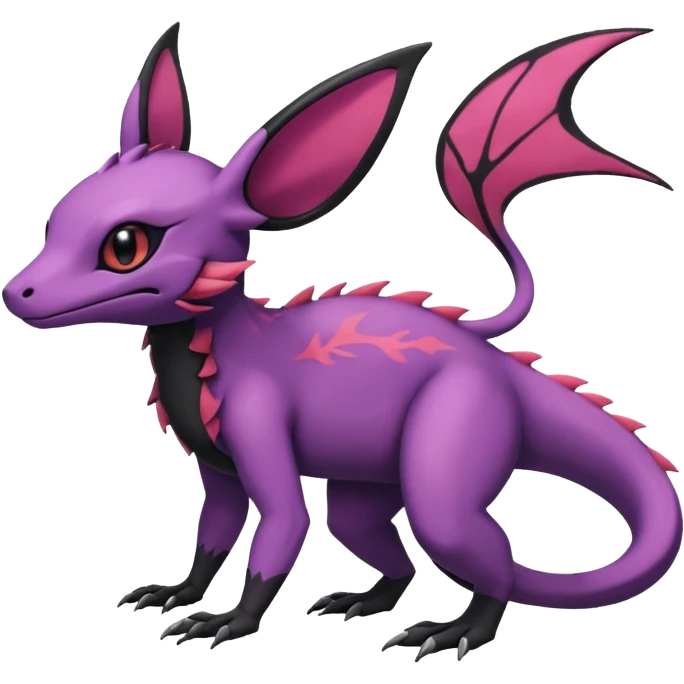 Rare exotic cute epic aesthetic Salandit-Eevee-Noibat-species-Fakemon-hybrid-creature, with markings, full body emoji