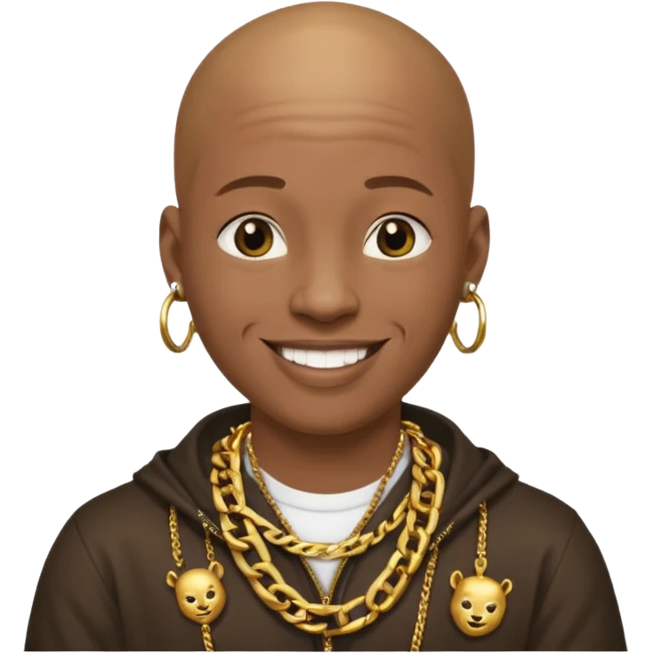 Young African rapper, bald with chain emoji