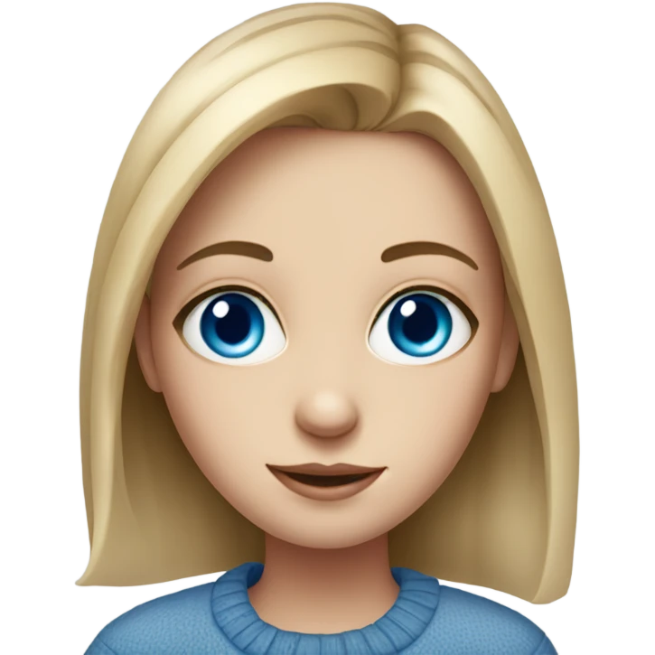 realistic portrait of a girl with blue eyes emoji