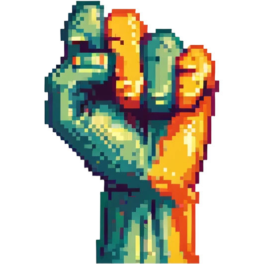 clenched fist salute, bold colors emoji