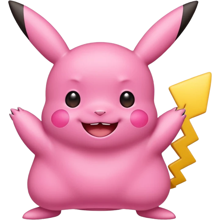 cute emoji of metamorph (ditto) transformed into pikachu, bright and charming style emoji