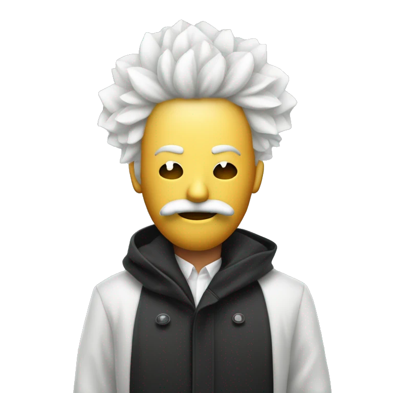Créer un emoji de fumeur de cannabis cbd blanc avec des cheveux long un masque et un manteau noir  emoji