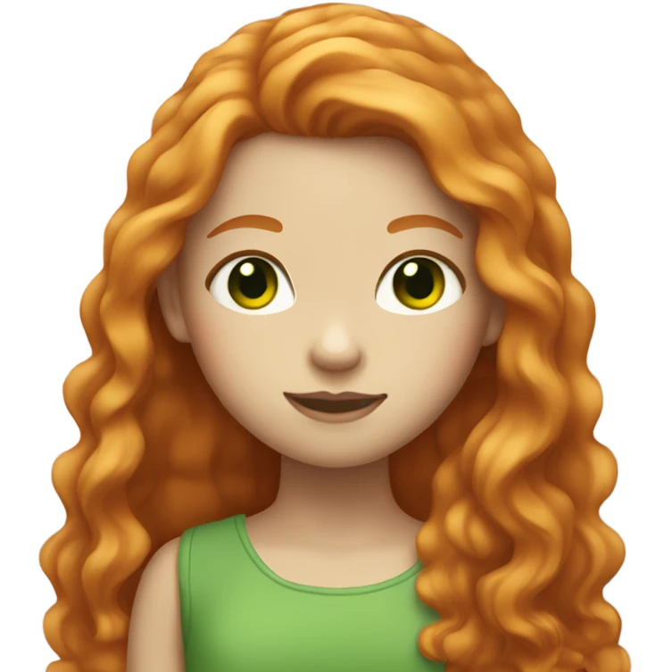 Ginger girl with long hair light skin and green eyes  emoji