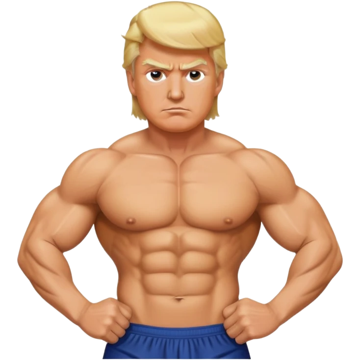 Donald Trump with six pack abs, muscular figure, blonde hair emoji