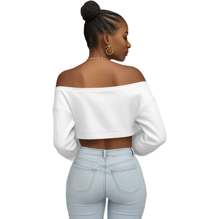 White off shoulder Long sleeve oversize crop top, isolated emoji