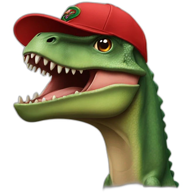 dinosaur wearing a gucci cap emoji