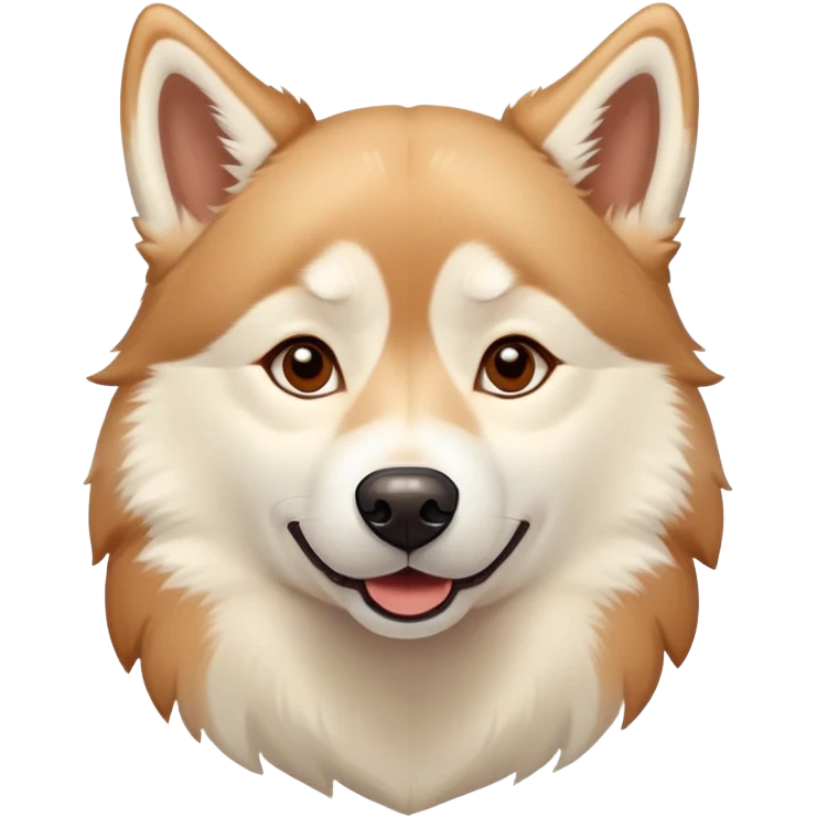 happy light cinnamon colored husky dog, pale tan emoji
