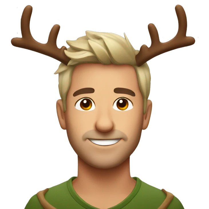 Aussie wearing reindeer antlers emoji