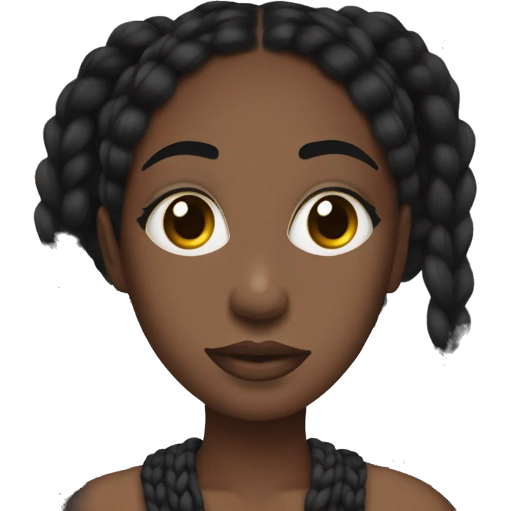 Black girl with black braids tied up. Aesthetic with a clean girl mask, doing her self-care. emoji